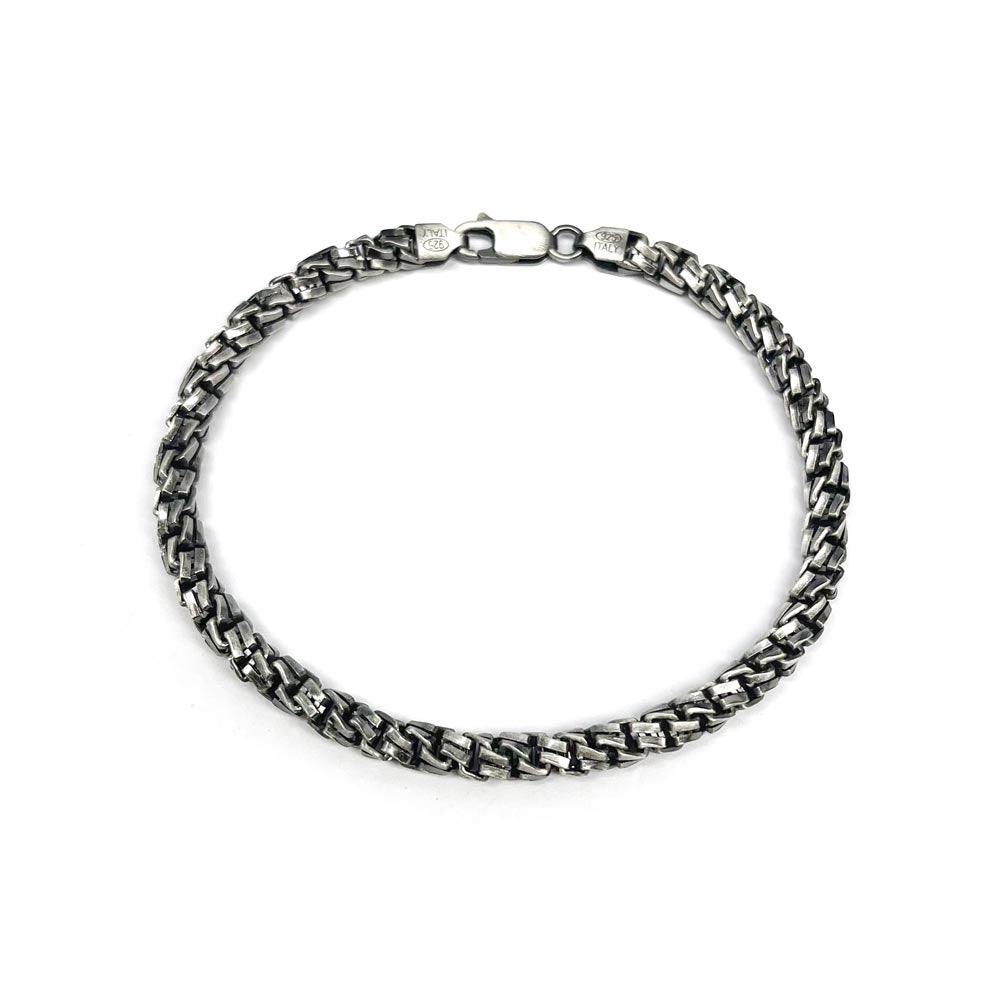 925 Sterling Gun Metal Plated Twisted Link Bracelet - BSB0007