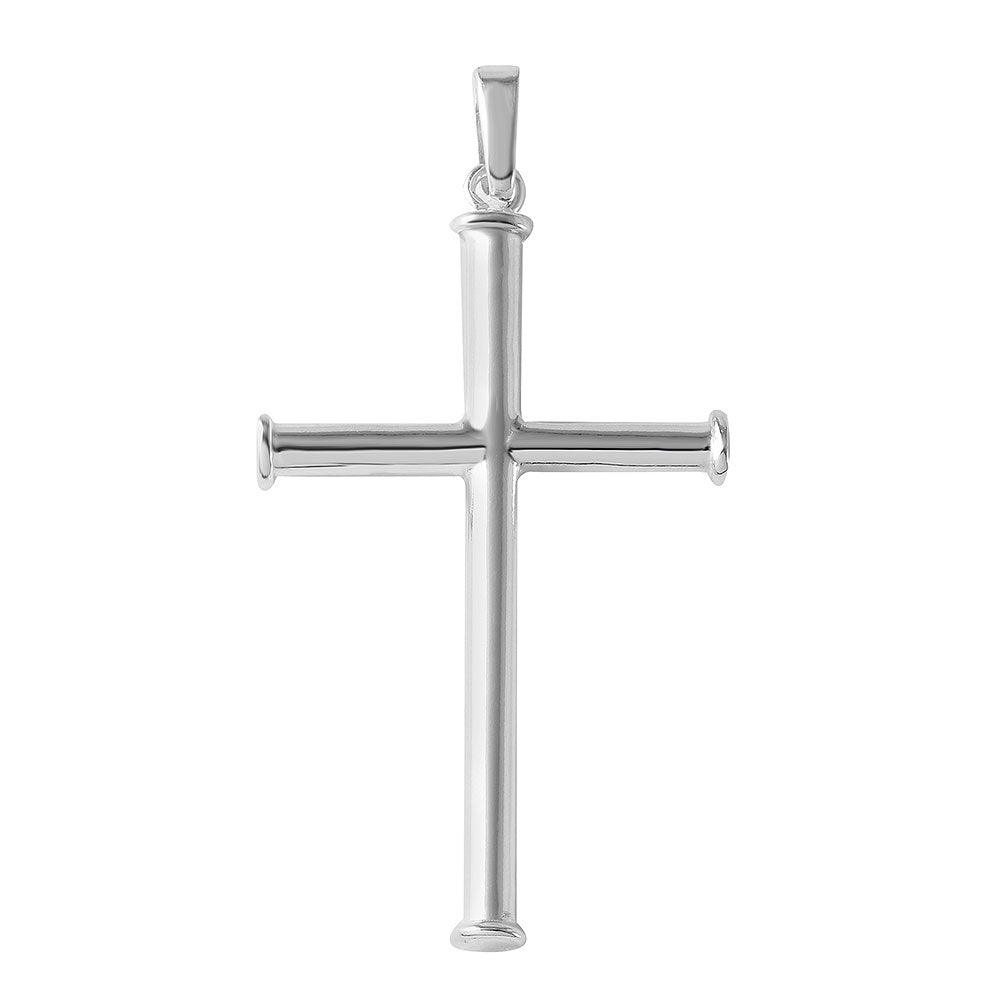 Silver 925 High Polished Cross Pendant with Border - SOP00096