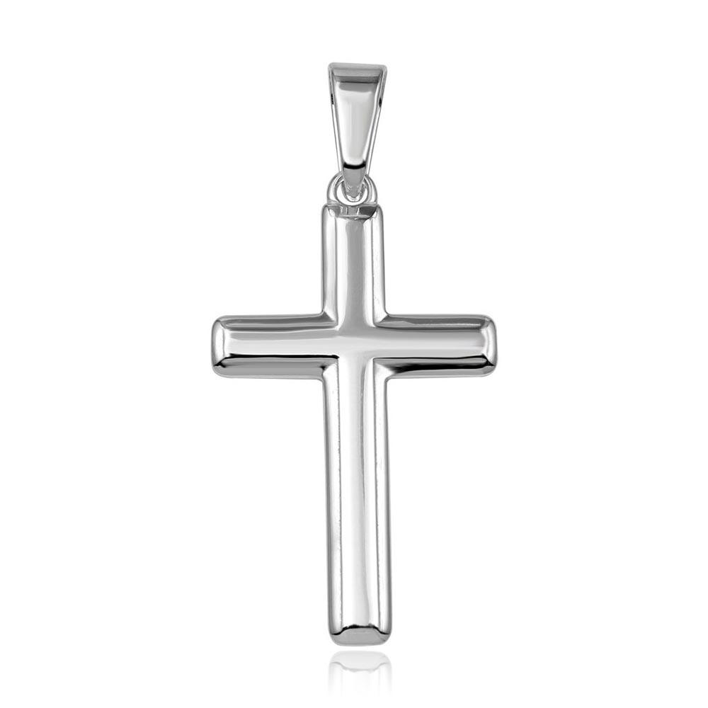 High Polished 925 Sterling Silver Plain Cross Pendant - SOP00109