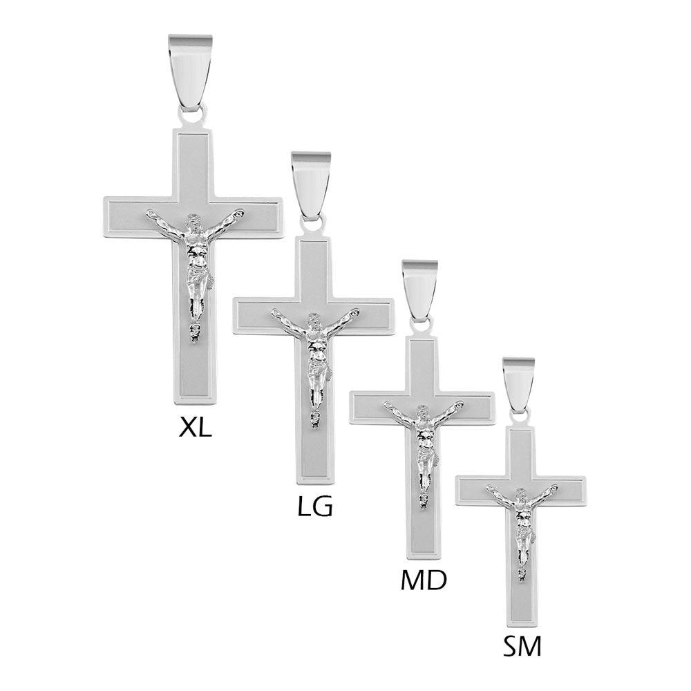 Matte Finish 925 Sterling Silver Border  Cross Pendant - BSP00031