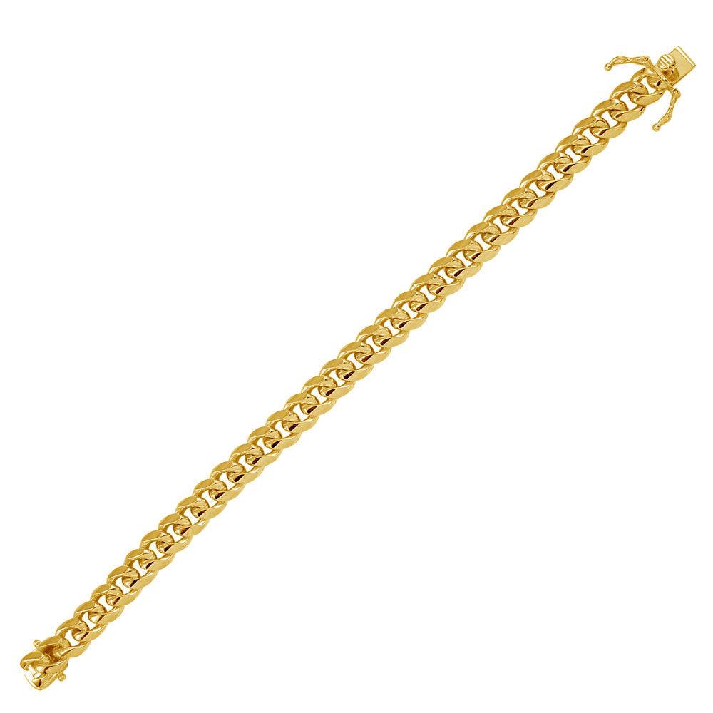 Gold Plated 925 Sterling Silver Miami Curb Bracelet 9mm - CH443 GP BR