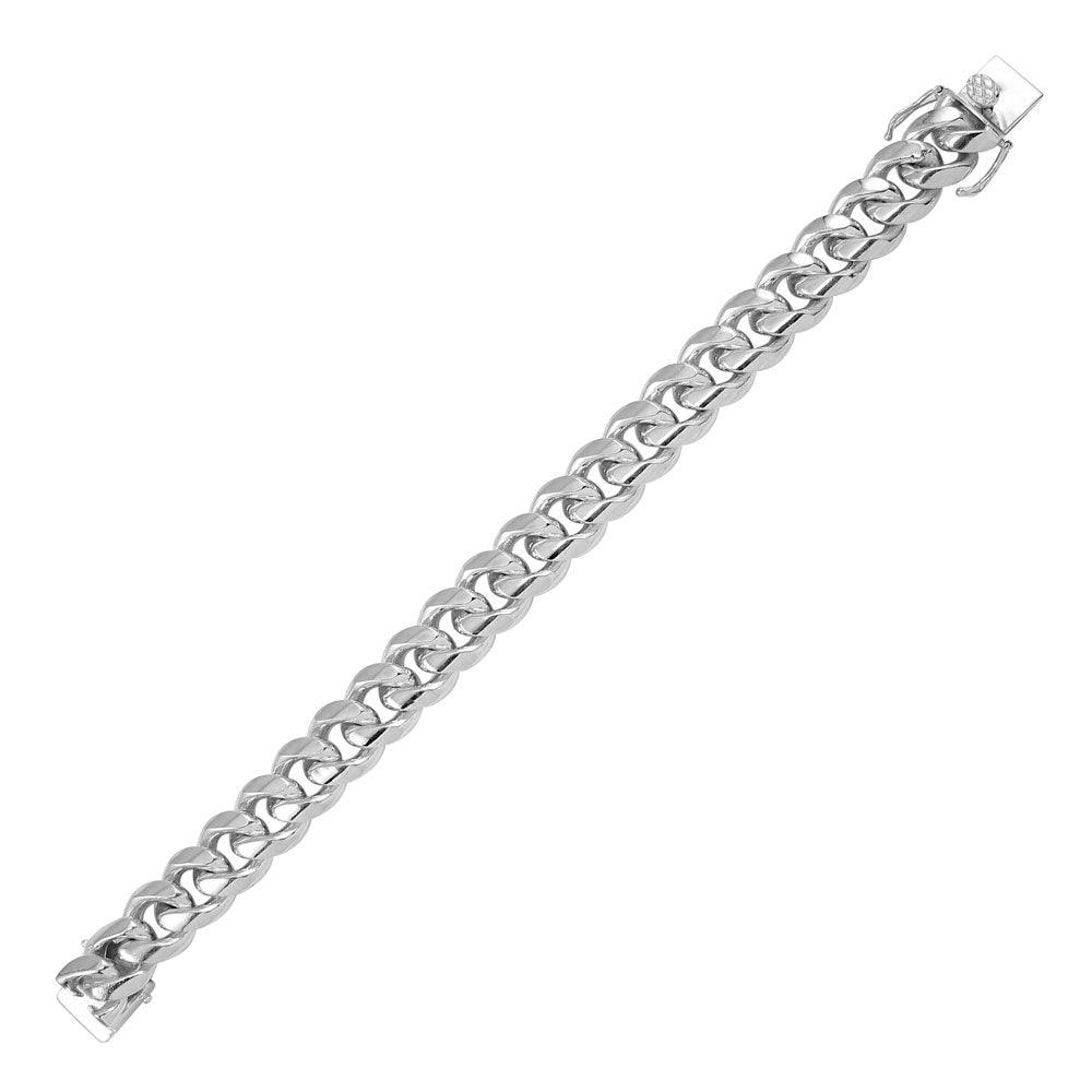 925 Sterling Silver Miami Curb Bracelet 14.5mm - CH685