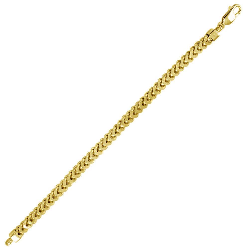 Gold Plated 925 Sterling Silver Franco Bracelet 7.2mm - CH442 GP BR