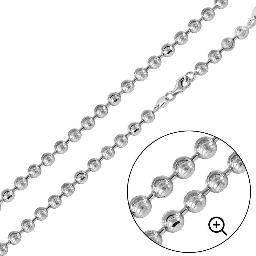 Rhodium Plated Wave Design DC Bead 005 Chains 5mm - CH104A RH