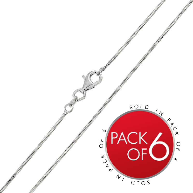 Snake Round 020 Twisted DC Silver 925 Rhodium Plated Chain 0.65mm (Pk of 6) - CH134 RH