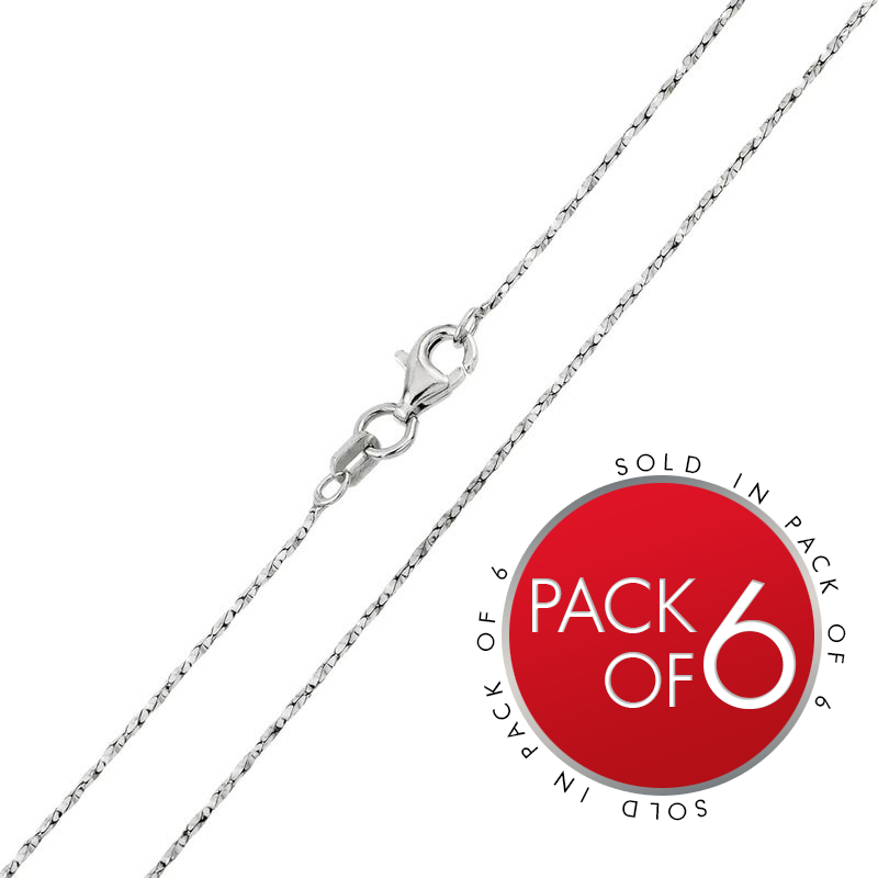 Rhodium Plated Twisted DC Cardono 015 Chains 0.9mm (Pk of 6) - CH137 RH