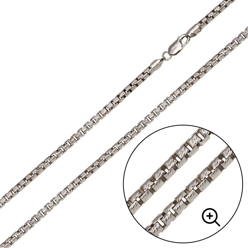 Rhodium Plated 925 Sterling Silver Diamond Cut Slash Round Box Chains 2.9mm - CH212B RH