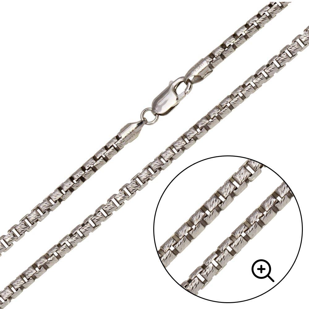 Rhodium Plated 925 Sterling Silver Diamond Cut Slash Round Box Chains 3.9mm - CH212C RH