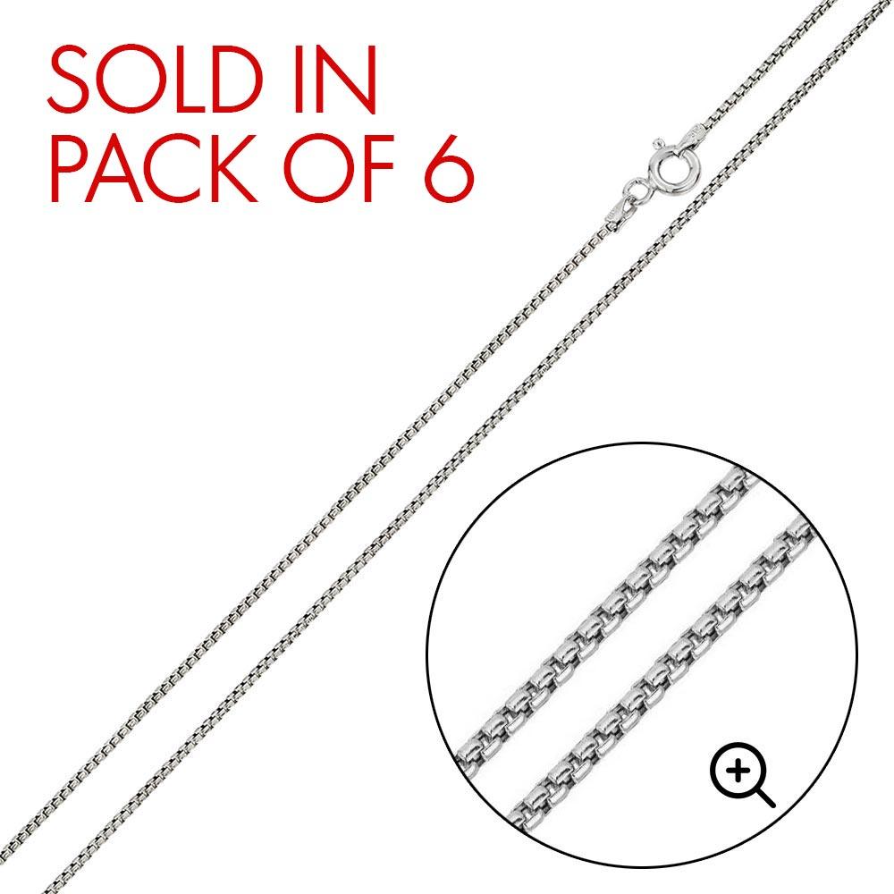 Rhodium Plated 925 Sterling Silver Round Box 015 Chain 0.65mm - CH213 RH