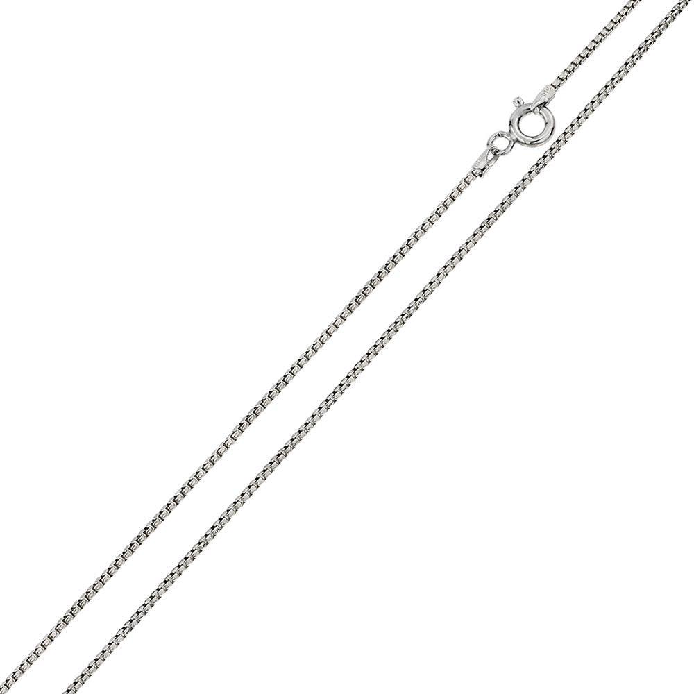 Rhodium Plated 925 Sterling Silver Round Box 024 Chain 1.25mm - CH214 RH