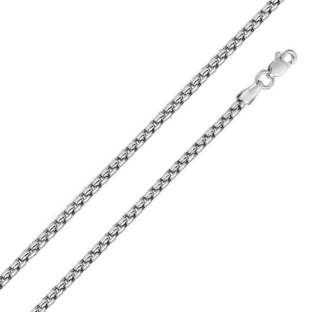 Rhodium Plated 925 Sterling Silver Round Box Lux Cut 070 Chain 3.9mm - CH219C RH