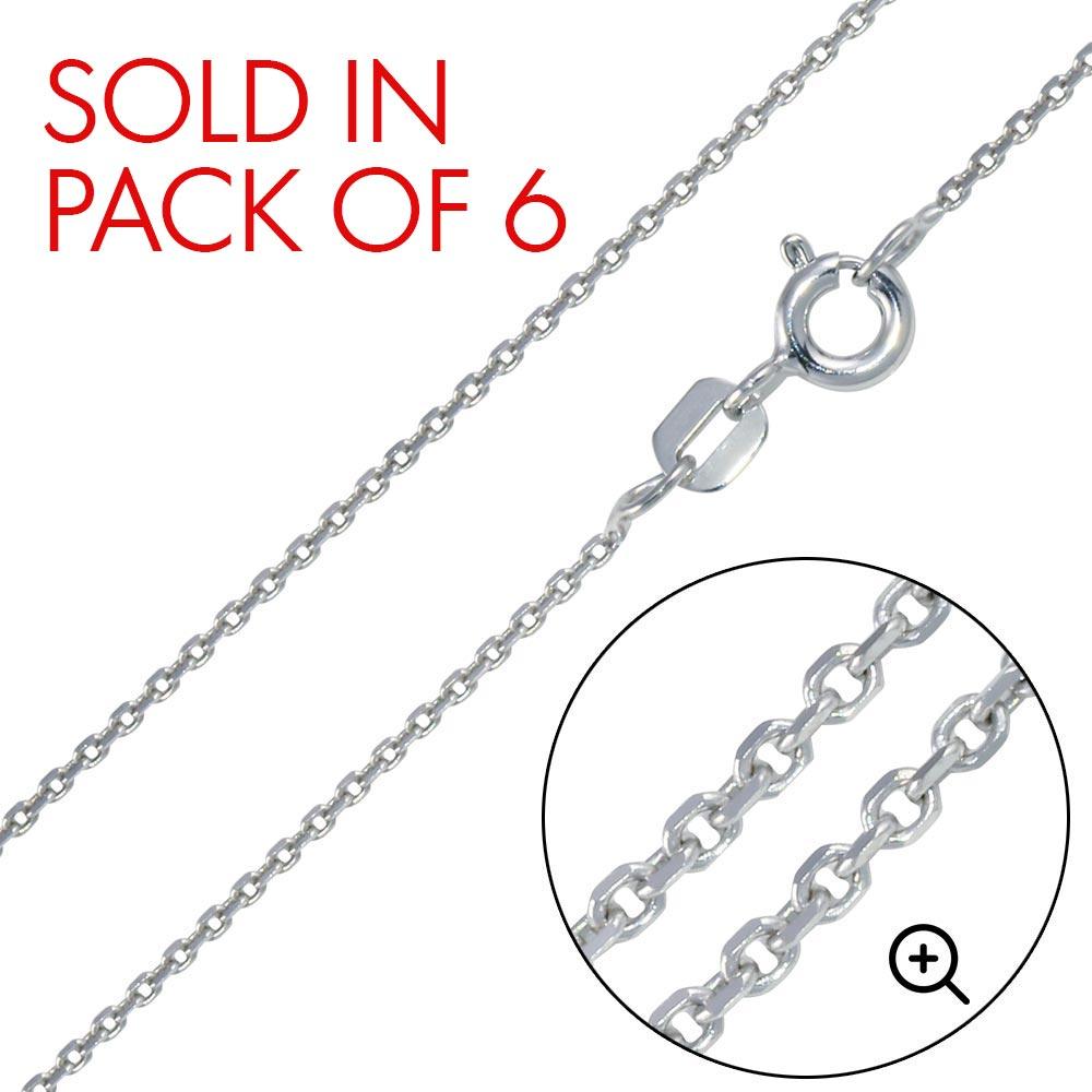 Rhodium Plated 925 Sterling Silver Diamond Cut Cable Rolo 020 Chains 0.9mm - CH220 RH