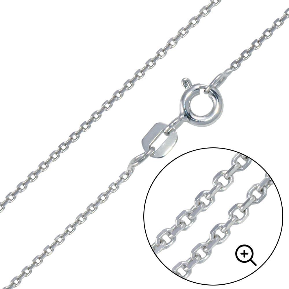 Rhodium Plated 925 Sterling Silver Diamond Cut Cable Rolo 035 Chains 1mm - CH221 RH