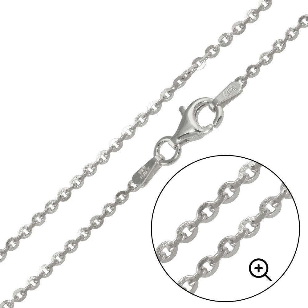 Rhodium Plated 925 Sterling Silver Edge Rolo DC 050 Chain 1.8mm - CH225 RH