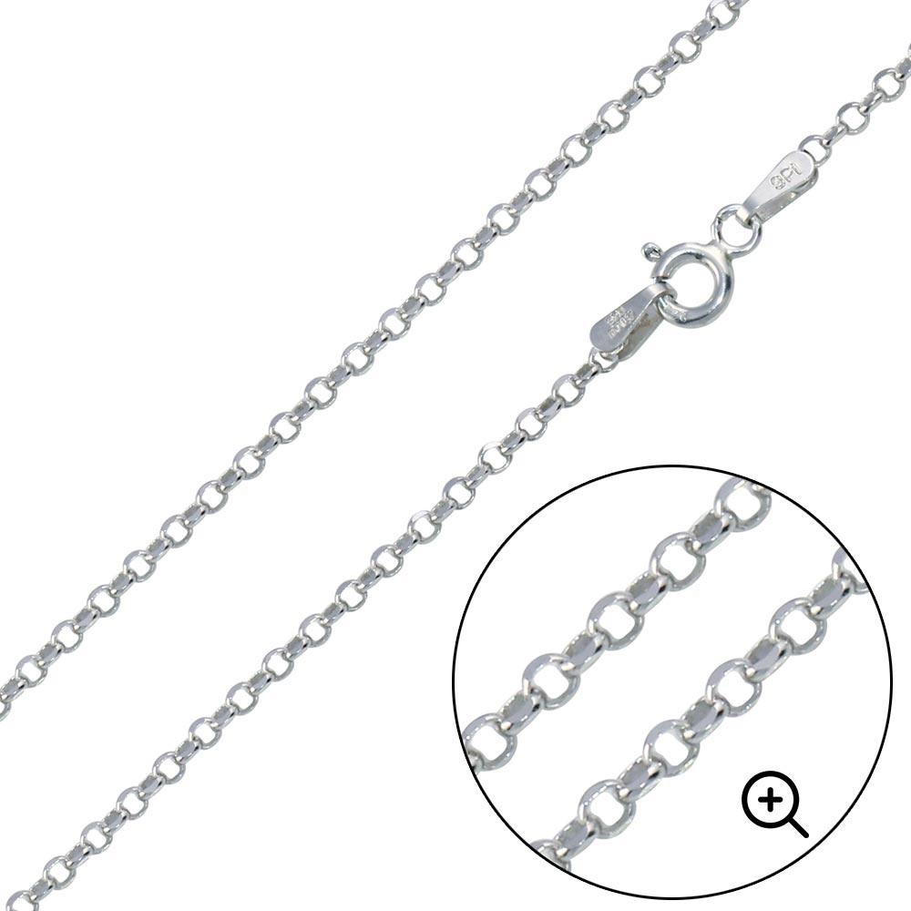 Rhodium Plated 925 Sterling Silver Rolo DC 020 Chain 1.3mm - CH227 RH