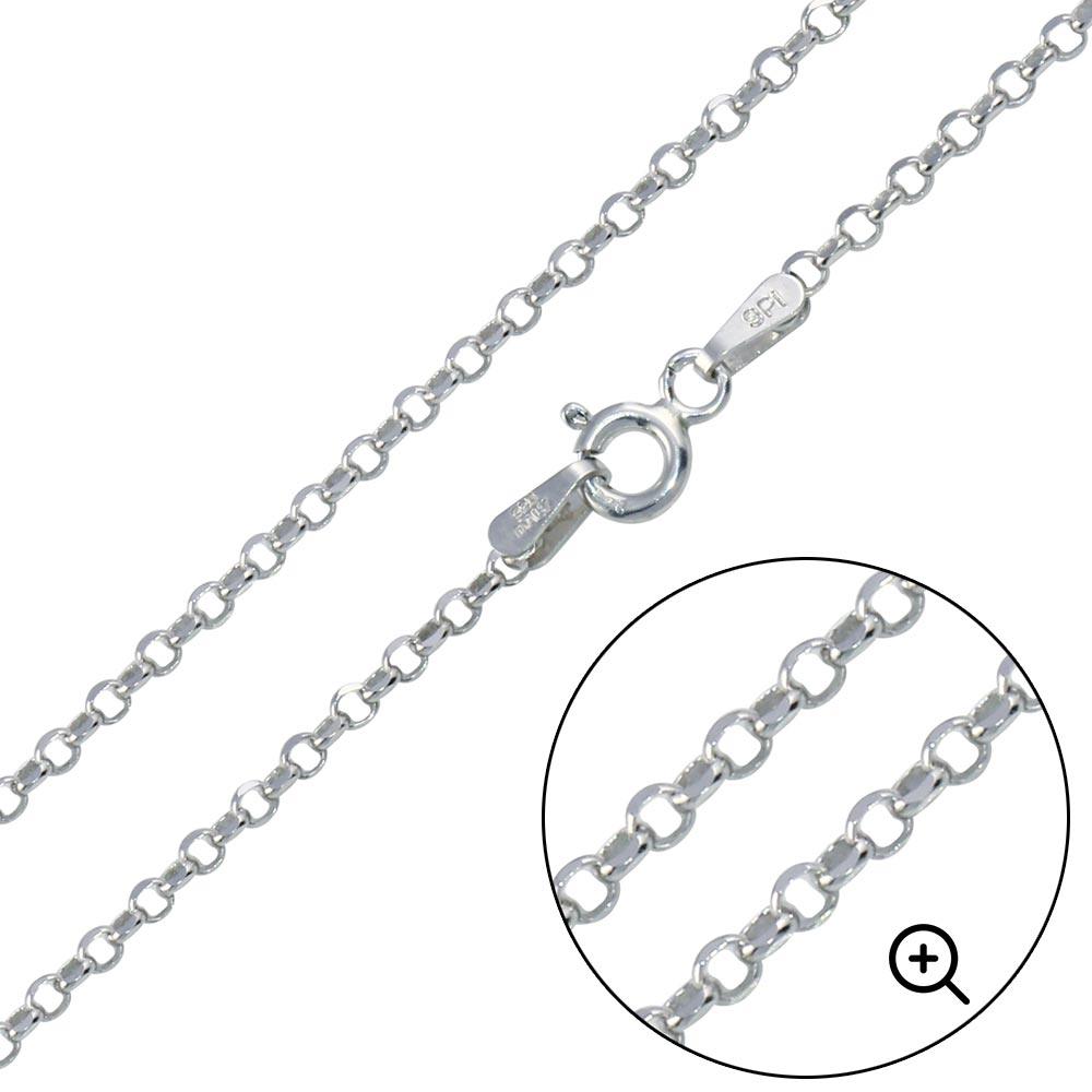 Rhodium Plated 925 Sterling Silver Rolo DC 030 Chain 2mm - CH228 RH