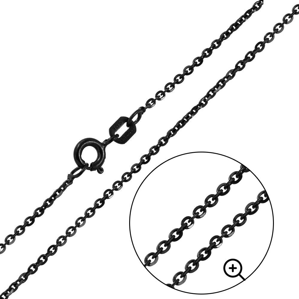 Black Rhodium Plated 925 Sterling Silver Rolo Edge D-C 040 Chain - CH253 BLK