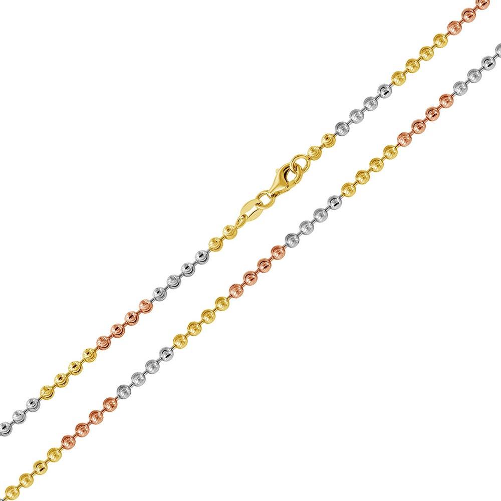 Multi Plated 925 Sterling Silver Wave Design Diamond Cut Bead Chains 2mm - CH262 MUL