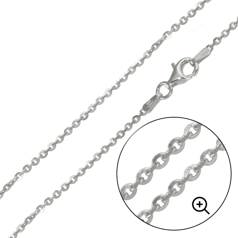 Rhodium Plated 925 Sterling Silver Brillantina DC 050 Chain 2.1mm - CH278 RH