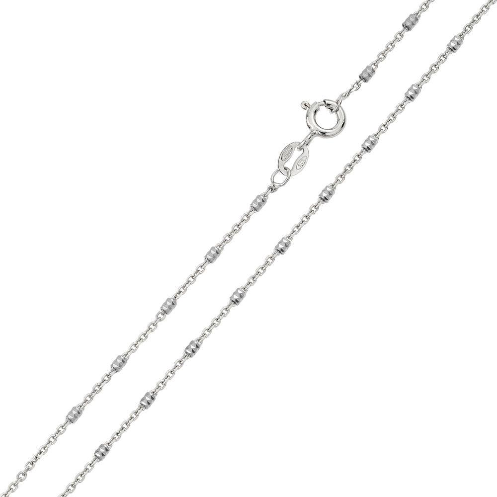 Rhodium Plated Diamond Cut  Tube Chains 1.2mm - CH309A RH