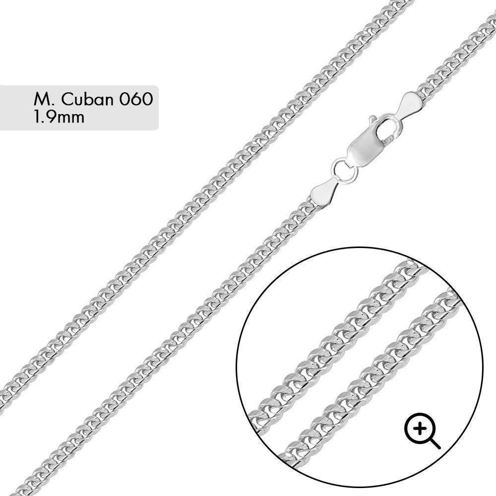 Rhodium Plated 925 Sterling Silver Miami Cuban 060 Chain Link 1.9mm - CH311 RH