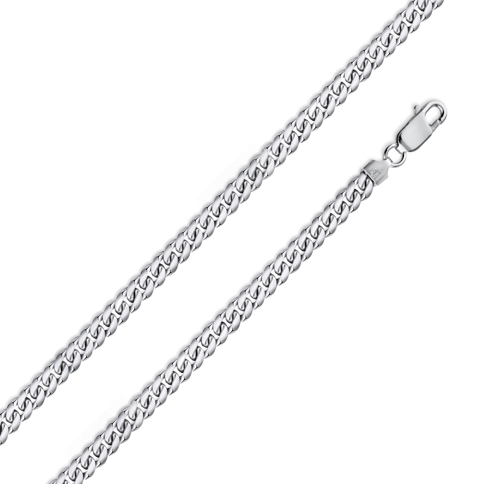 Rhodium Plated 925 Sterling Silver Miami Cuban 120 Chain Link 4.1mm - CH314 RH