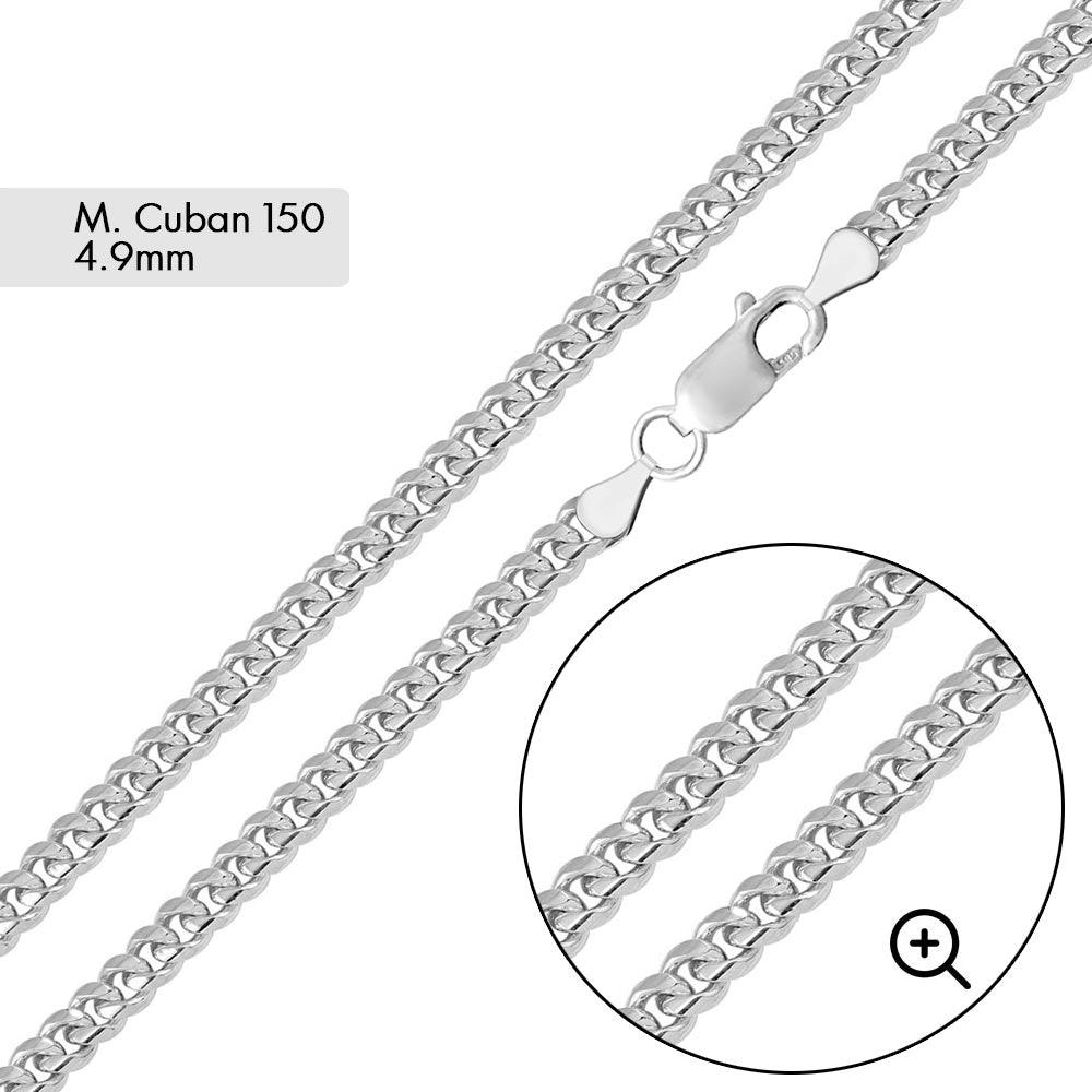 Rhodium Plated 925 Sterling Silver Miami Cuban 150 Chain or Bracelet Link 4.9mm - CH315 RH