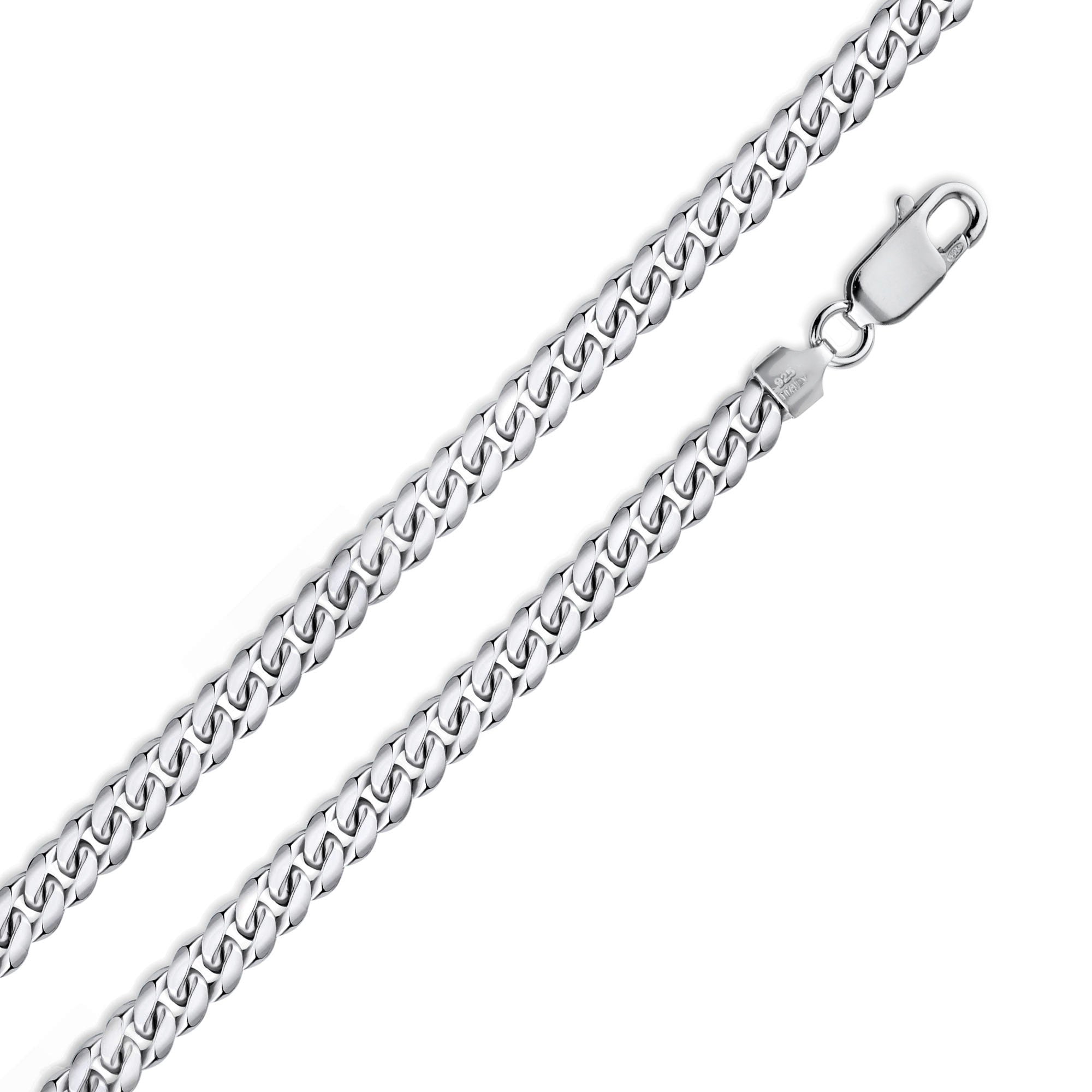 Rhodium Plated 925 Sterling Silver Miami Cuban Curb 160 Chain or Bracelet Link 5.5mm - CH316 RH