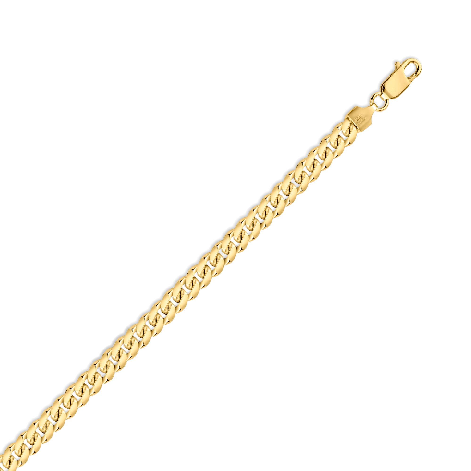 Gold Plated 925 Sterling Silver Miami Cuban 200 Chain Link 7mm - CH317B GP