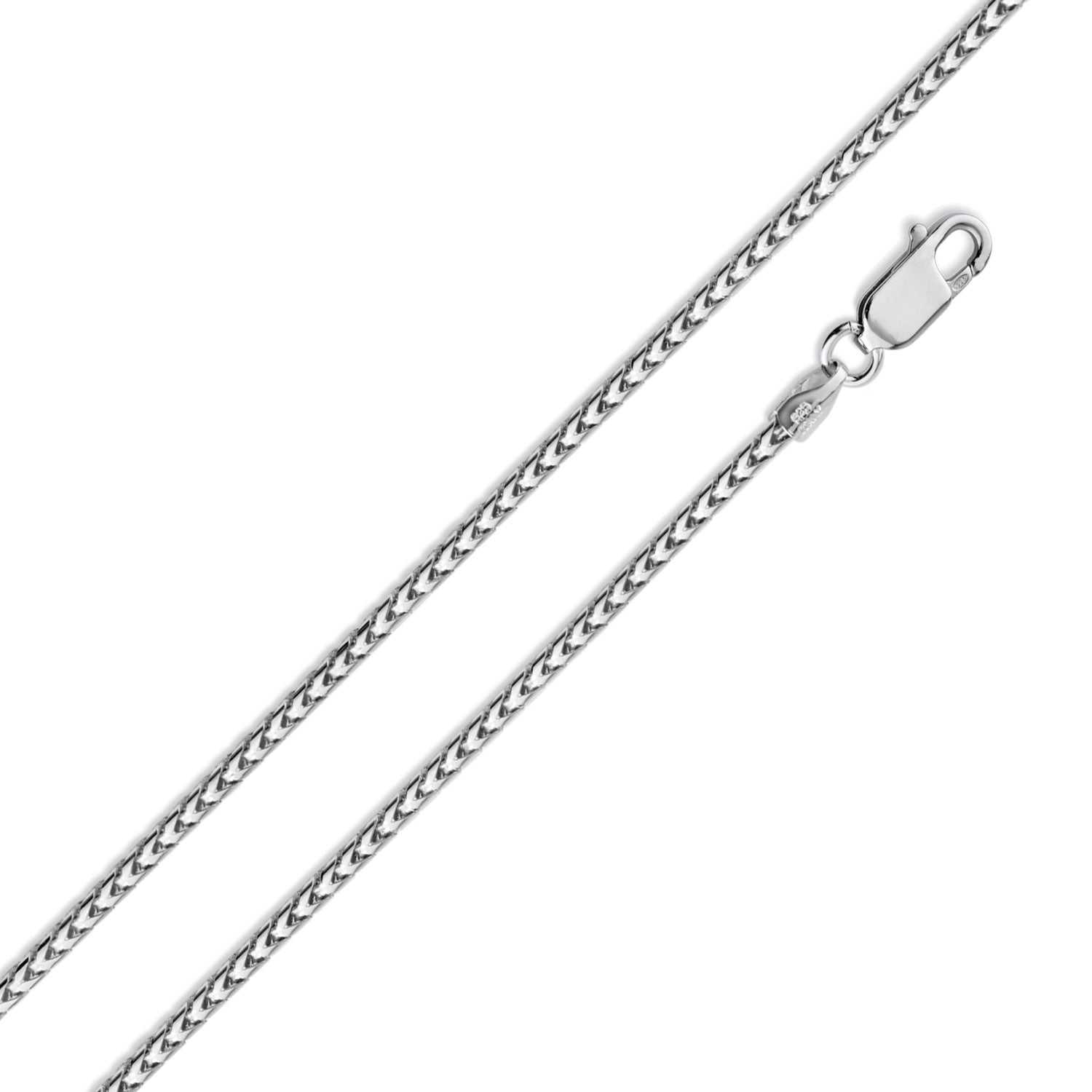 Rhodium Plated 925 Sterling Silver Franco 130 Chain 1.3mm - CH318 RH