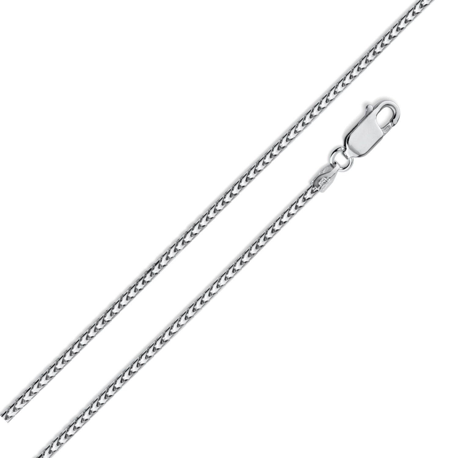 Rhodium Plated 925 Sterling Silver Franco 100 Chain 1.1mm - CH318A RH