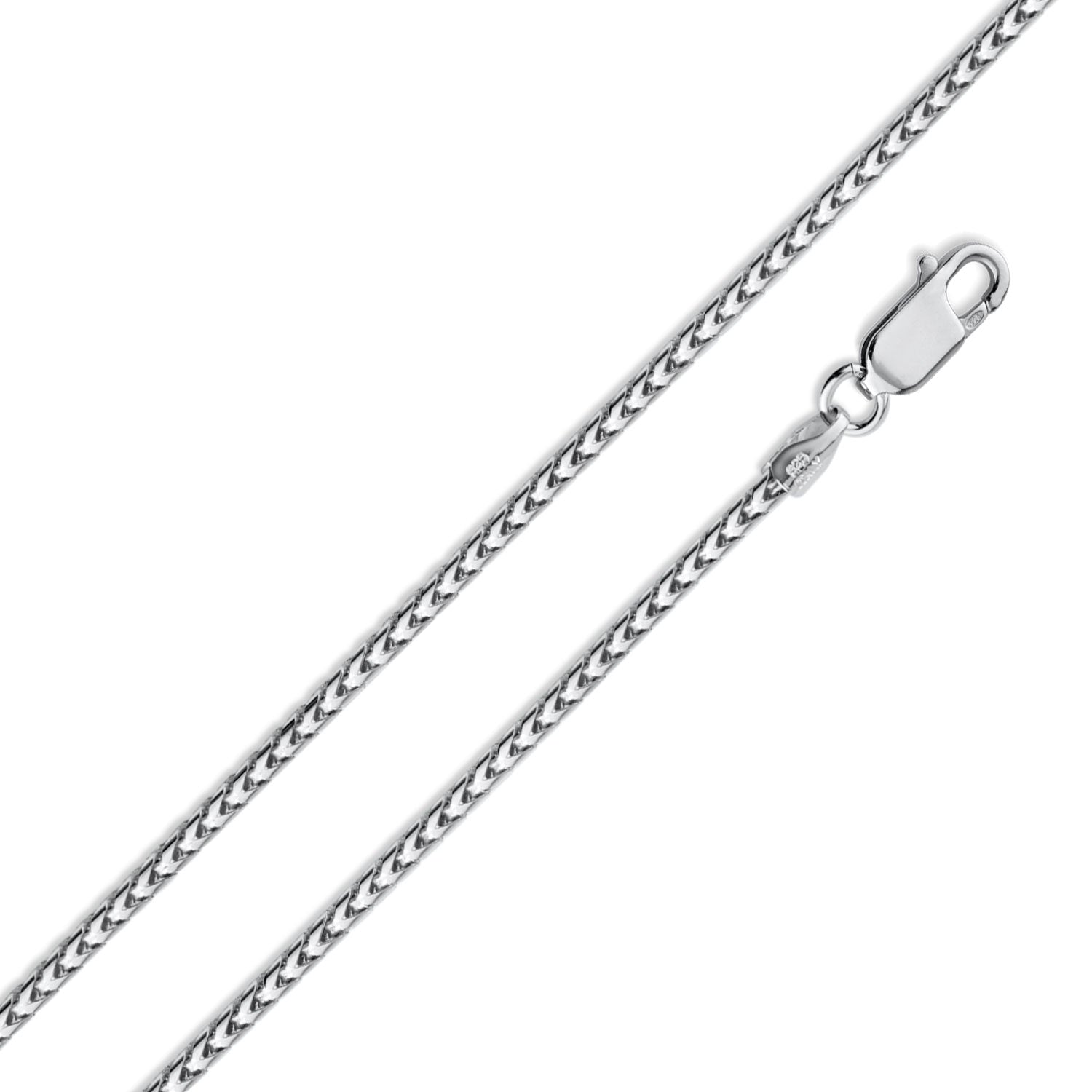 Rhodium Plated 925 Sterling Silver Franco 180 Chain 1.8mm - CH319 RH