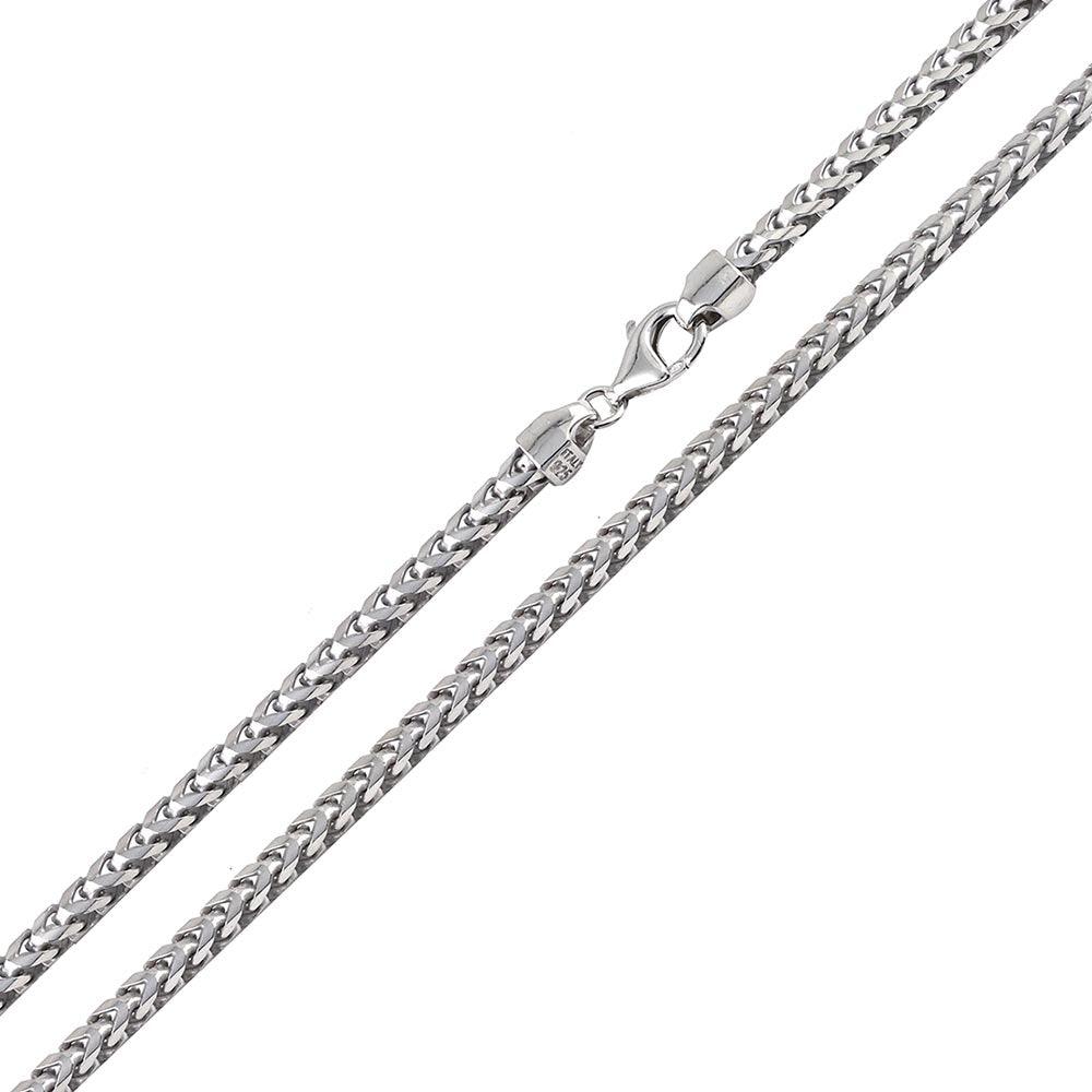 Rhodium Plated 925 Sterling Silver Franco 300 Chain 3mm - CH321 RH