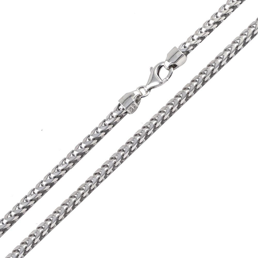 Rhodium Plated 925 Sterling Silver Franco 420 Chain 4.2mm - CH323 RH