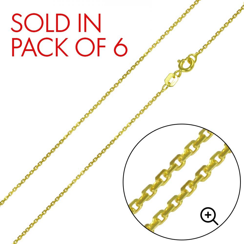 Gold Plated 925 Sterling Silver Diamond Cut Cable Rolo Chains 0.9mm - CH332 GP