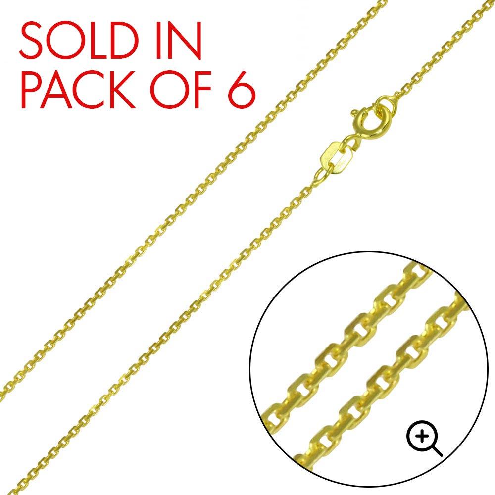 Gold Plated 925 Sterling Silver Diamond Cut Cable Rolo Chains 1mm - CH333 GP