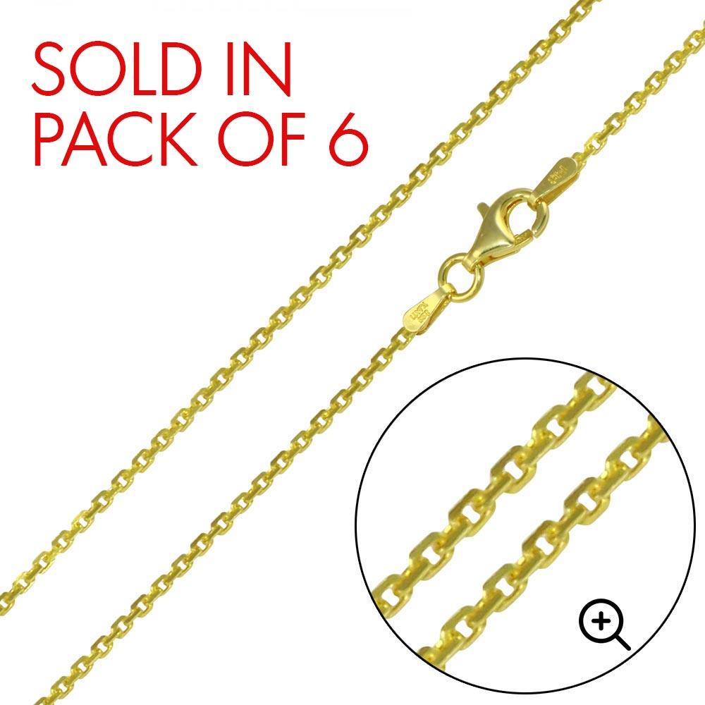 Gold Plated 925 Sterling Silver Diamond Cut Cable Rolo Chains 1.6mm - CH334 GP