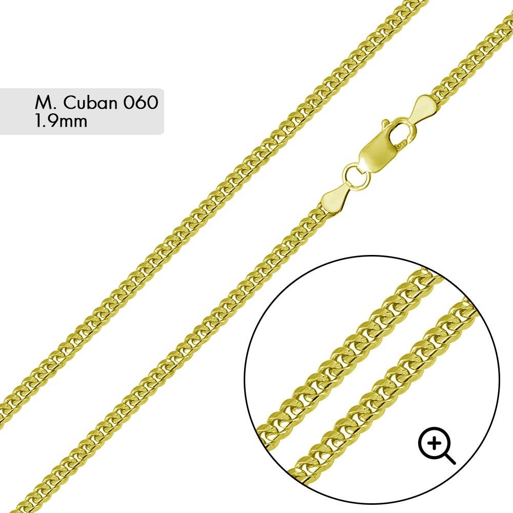 Gold Plated 925 Sterling Silver Miami Cuban 060 Chain 1.9mm - CH338 GP