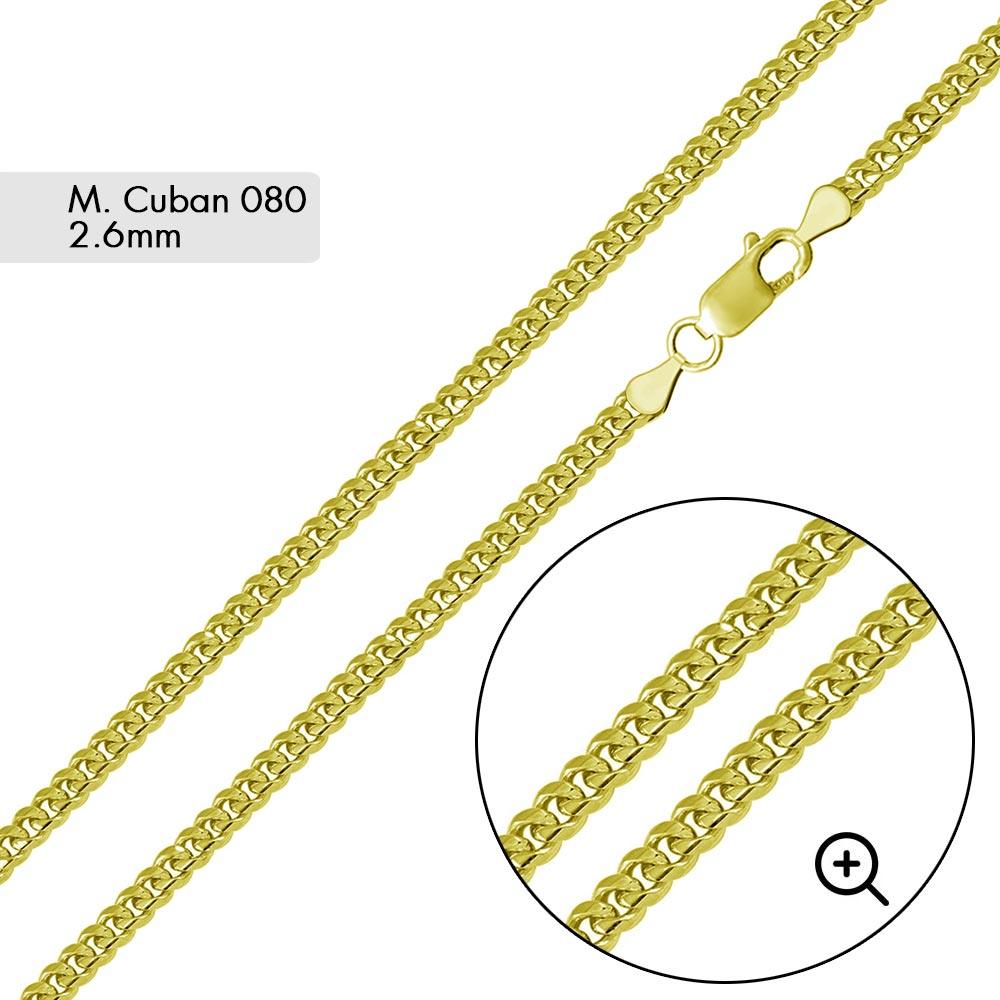 Gold Plated 925 Sterling Silver Miami Cuban 080 Chain Link 2.6mm - CH339 GP