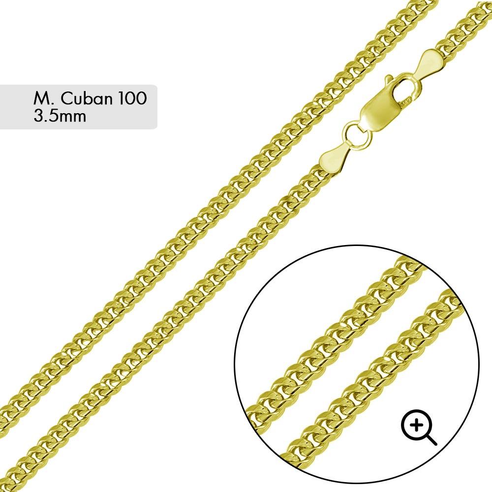 Gold Plated 925 Sterling Silver Miami Cuban 100 Chain Link 3.5mm - CH340 GP