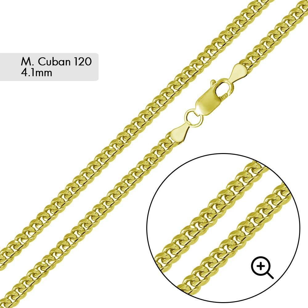 Gold Plated 925 Sterling Silver Miami Cuban 120 Chain Link 4.1mm - CH341 GP