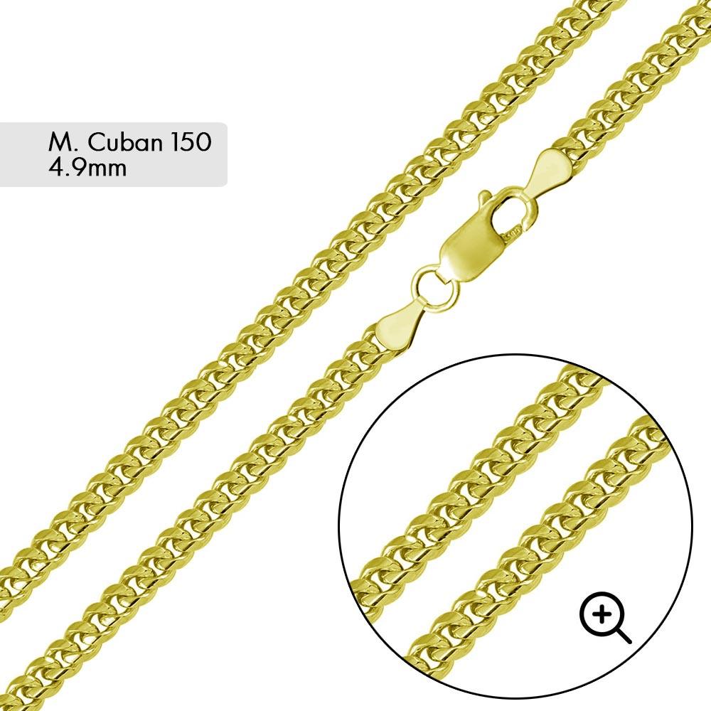 Gold Plated 925 Sterling Silver Miami Cuban 150 Chain Link 4.9mm - CH342 GP