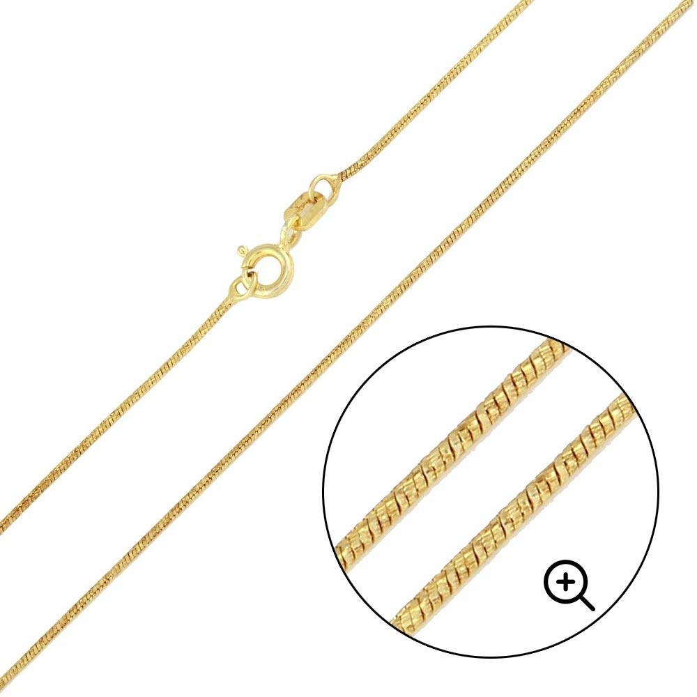 Silver 925 Gold Plated Slash Round Snake Chain 0.8mm - CH349 GP