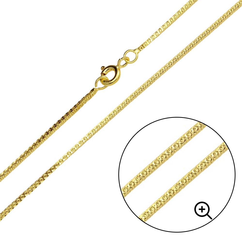 Gold Plated 925 Sterling Silver Square Sided Snake 025 Chain 1mm - CH352 GP