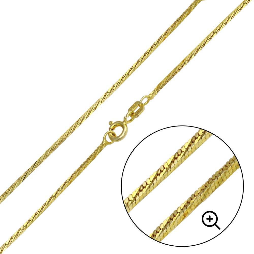 Silver 925 Gold Plated Snake 4 Sided DC Chain 1mm - CH355 GP