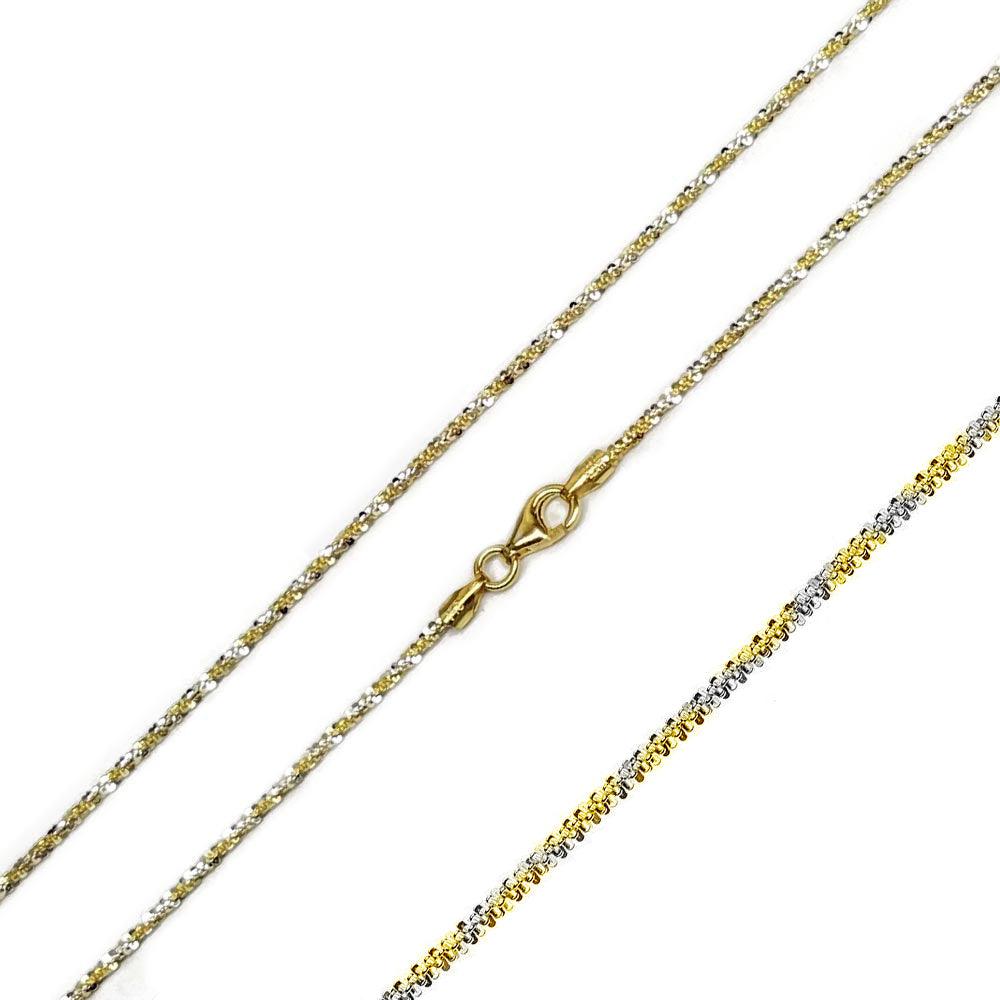 Gold Plated 925 Sterling Silver Twisted Two-Tone Roc Chains 1.7mm - CH358 GP