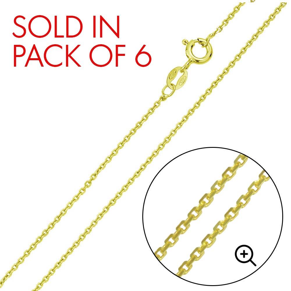 Silver Gold Plated Diamond Cut Anchor Chain 1.35mm - CH364A GP