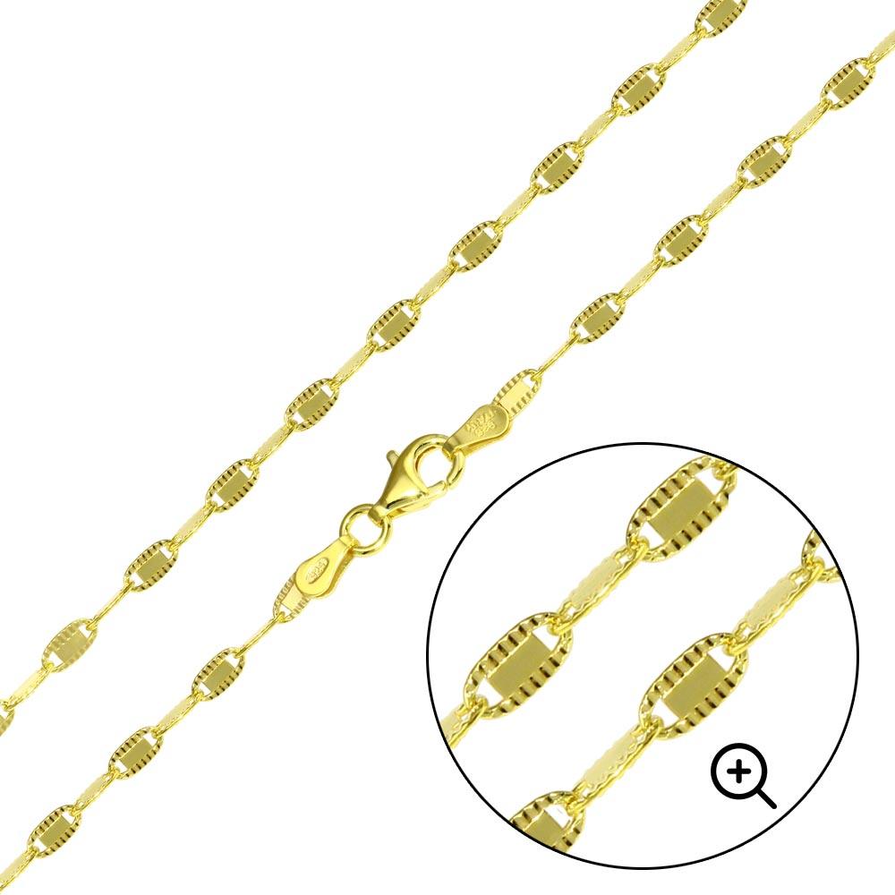 Gold Plated 925 Sterling Silver DC Edge Confetti Chain 2.6mm - CH367 GP