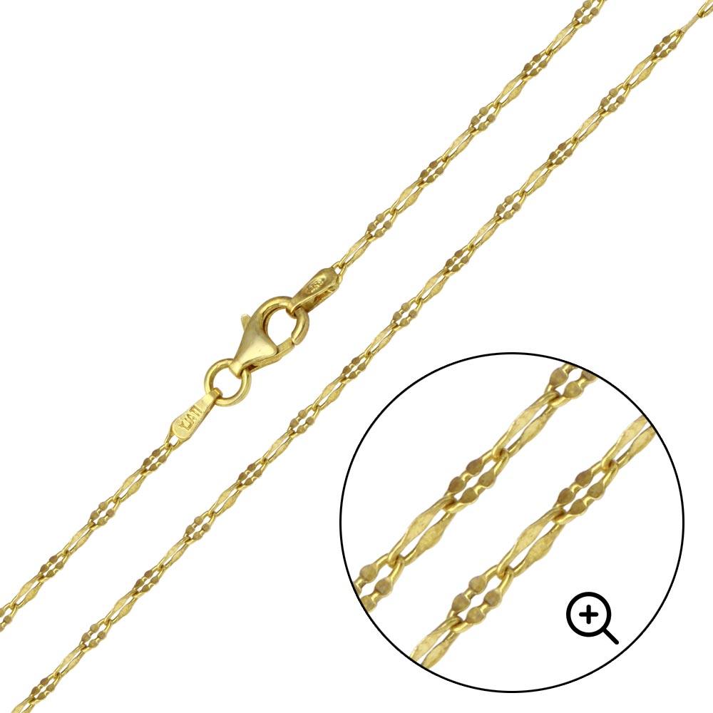 Gold Plated 925 Sterling Silver Alternating DC Confetti Chain 2.1mm - CH369 GP