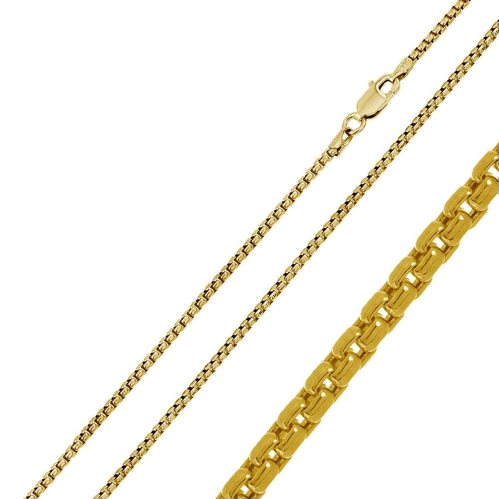 Round Box 2.1mm Gold Plated 925 Sterling Silver Chains - CH371 GP